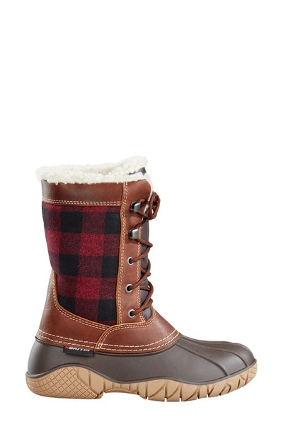 Shop Baffin Jasper Waterproof Winter Boot With Faux Fur Trim In Red/ Black Plaid