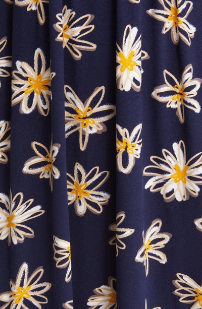Loveappella Floral Tie Back Surplice V-neck Knit Minidress In Navy/ Ivory