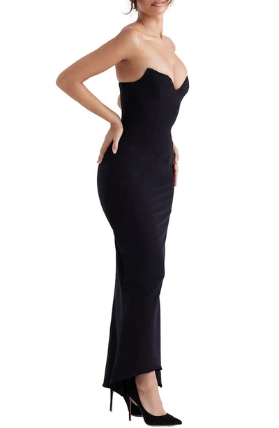 House Of Cb Sabine Strapless Stretch Crepe Dress In Black