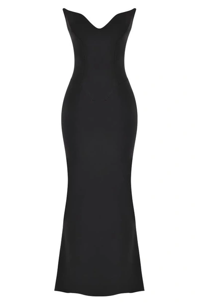 House Of Cb Sabine Strapless Stretch Crepe Dress In Black
