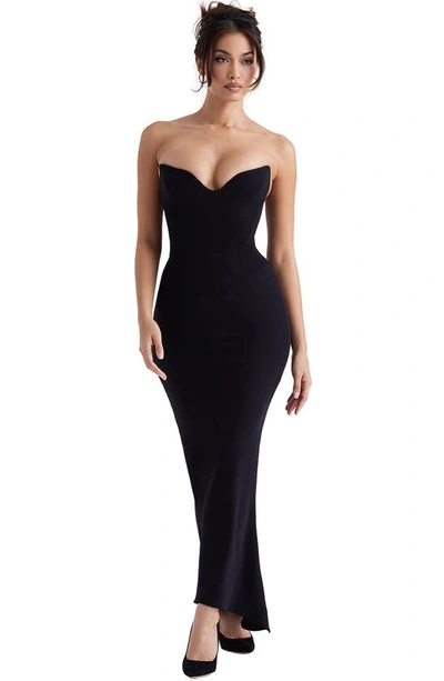 House Of Cb Sabine Strapless Stretch Crepe Dress In Black