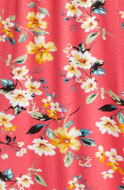 Loveappella Floral Print Sleeveless Jersey Maxi Dress In Coral