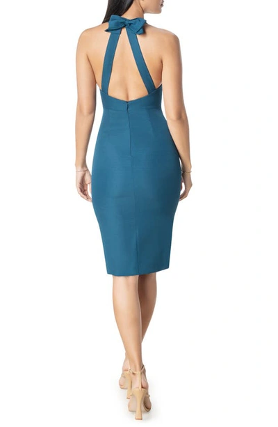 Shop Dress The Population Emme Back Bow Sheath Cocktail Dress In Peacock Blue