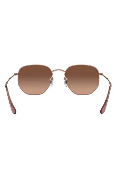 Shop Ray Ban 51mm Geometric Sunglasses In Copper/ Copper Gradient