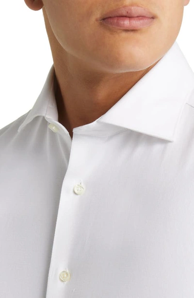 Shop Canali Impeccable Textured Stretch Cotton Dress Shirt In White