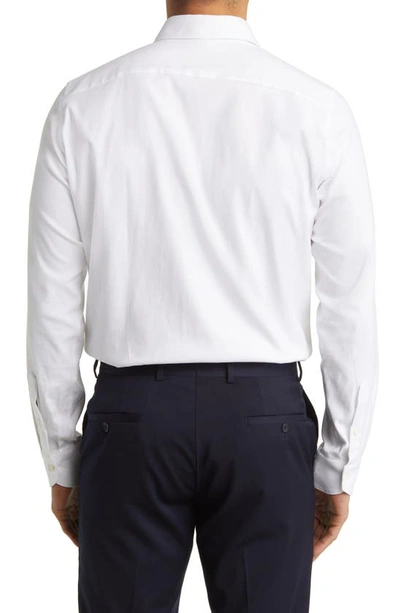 Shop Canali Impeccable Textured Stretch Cotton Dress Shirt In White