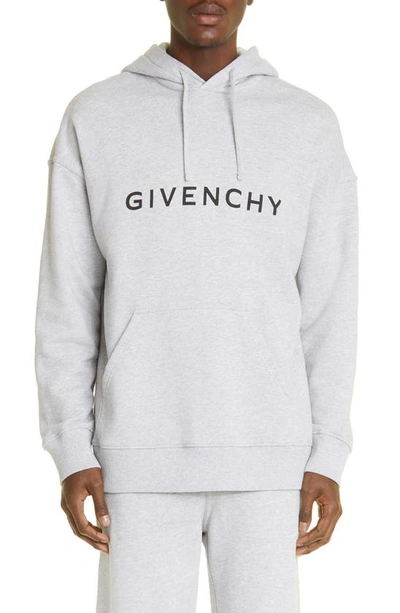 Shop Givenchy Slim Fit Logo Graphic Hoodie In Light Grey Melange