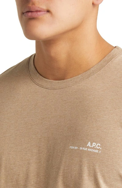 Shop Apc Organic Cotton Graphic Logo Tee In Heathered Beige