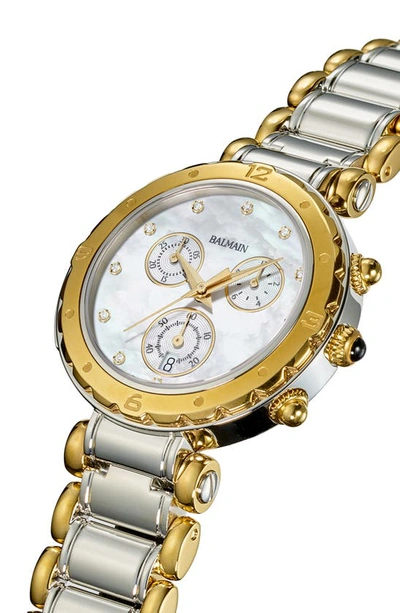 Shop Balmain Watches Ia Diamond Chronograph Bracelet Watch, 31mm In Stainless Steel