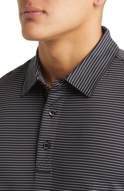 Cutter & Buck Forge Drytec Pencil Stripe Performance Polo In Black
