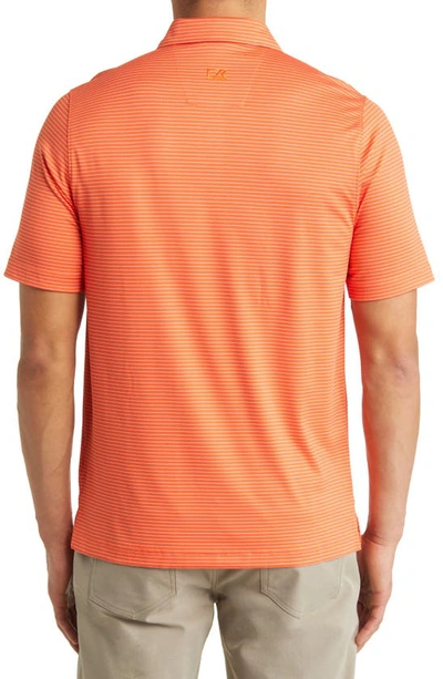Cutter & Buck Forge Drytec Pencil Stripe Performance Polo In College Orange