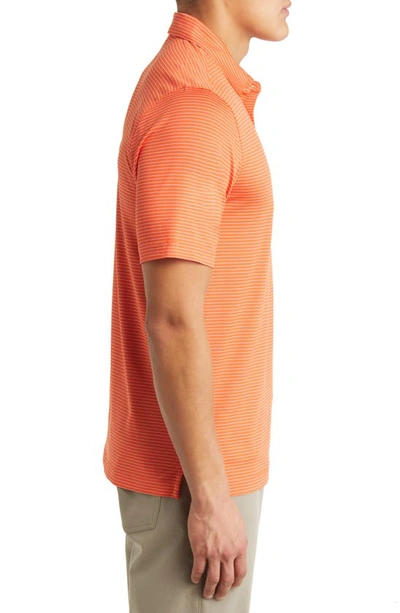 Cutter & Buck Forge Drytec Pencil Stripe Performance Polo In College Orange