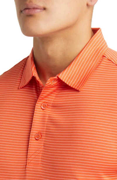 Cutter & Buck Forge Drytec Pencil Stripe Performance Polo In College Orange