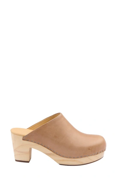 Shop Nisolo Leather Platform Clog In Almond