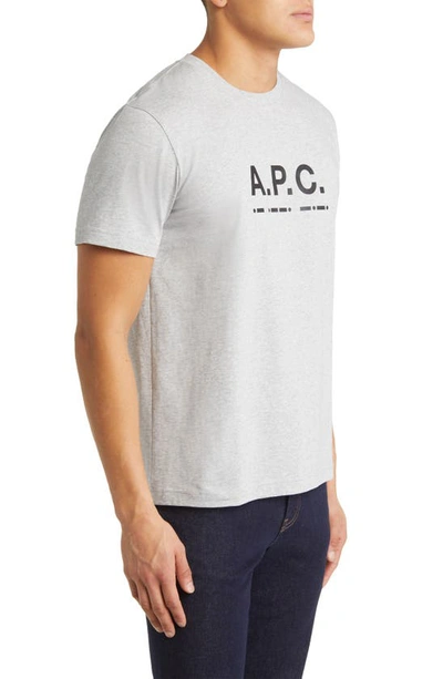 Shop Apc Cotton Graphic Logo Tee In Heather Grey