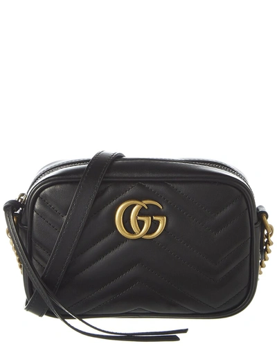 Shop Gucci Gg Marmont Mini Matelasse Leather Crossbody In Black