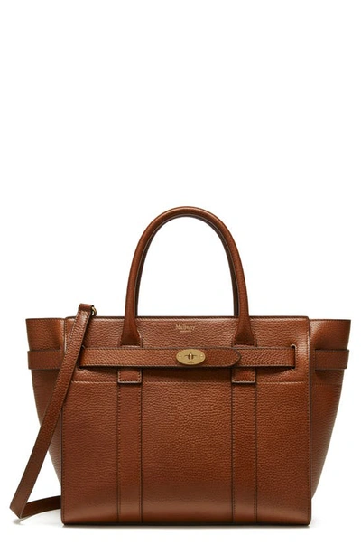 Shop Mulberry Small Zip Bayswater Leather Tote In Oak