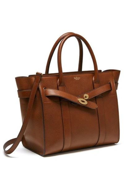 Shop Mulberry Small Zip Bayswater Leather Tote In Oak