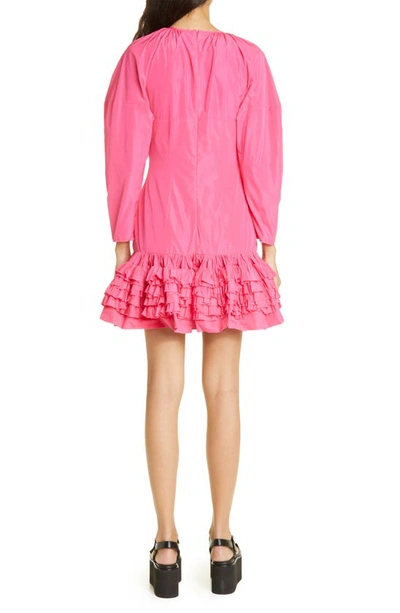 Shop Molly Goddard Caerys Long Sleeve Ruffle Drop Hem Taffeta Dress In Pink