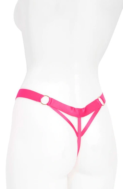 Clementine Strappy Lace G-string Thong In Pink Peacock