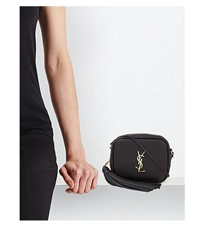 Shop Saint Laurent Blogger Leather Shoulder Bag In Black