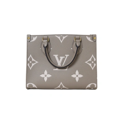 Pre-owned Louis Vuitton Onthego Pm Bicolor Monogram Empreinte Leather Dove Cream