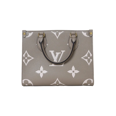 Pre-owned Louis Vuitton Onthego Pm Bicolor Monogram Empreinte Leather Dove Cream