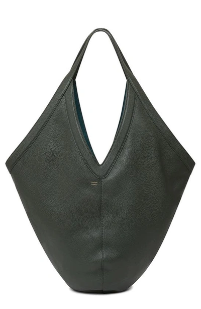 Shop Mansur Gavriel Soft M Leather Hobo Bag In Seaweed