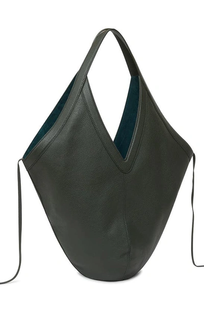 Shop Mansur Gavriel Soft M Leather Hobo Bag In Seaweed