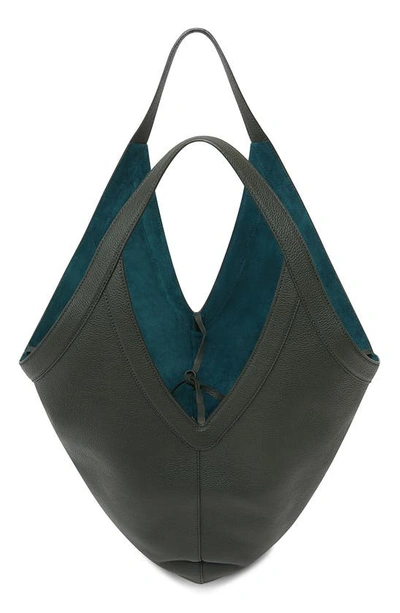 Shop Mansur Gavriel Soft M Leather Hobo Bag In Seaweed