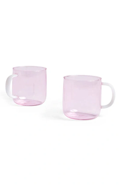 Shop Hay Set Of 2 Glass Mugs In Pink/ White