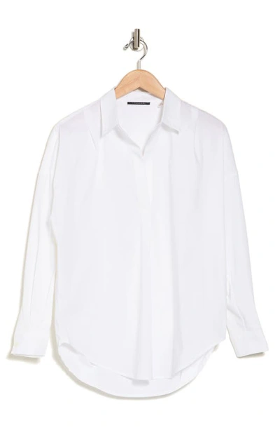Shop T Tahari Oversized Poplin Tunic Shirt In White