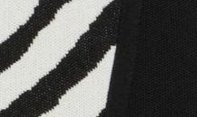 Shop Balmain Zebra Jacquard Godet Pleated Knit Minidress In Black/ Natural