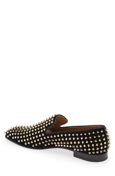 Shop Christian Louboutin Dandelion Spikes Venetian Loafer In Black/ Dorado