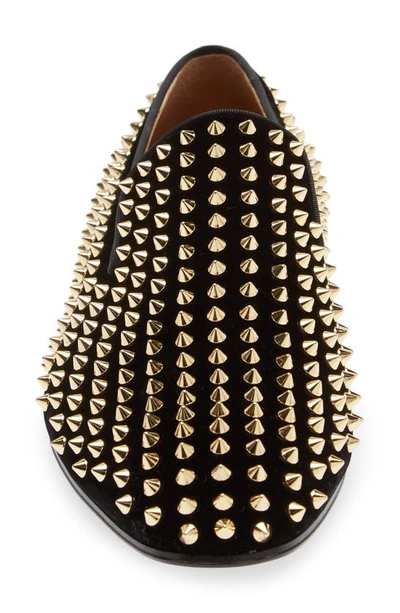 Shop Christian Louboutin Dandelion Spikes Venetian Loafer In Black/ Dorado