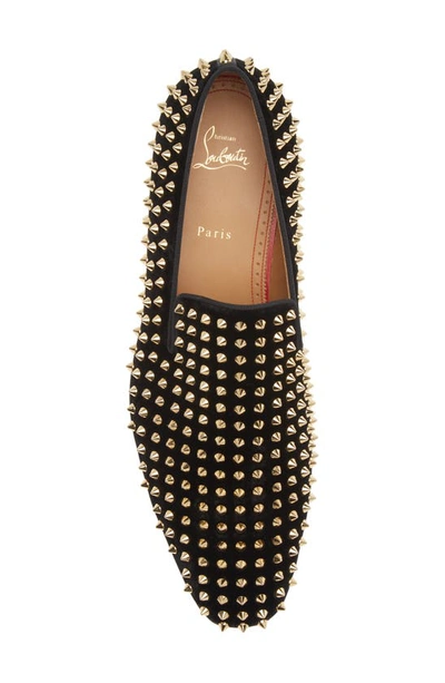 Shop Christian Louboutin Dandelion Spikes Venetian Loafer In Black/ Dorado