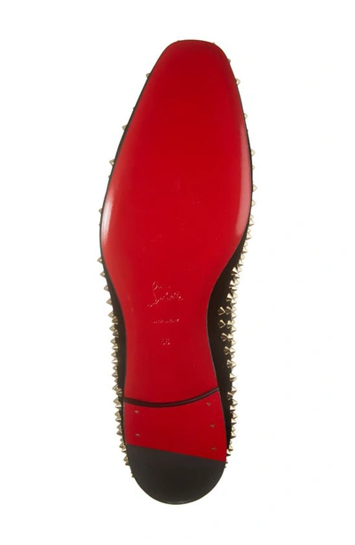 Shop Christian Louboutin Dandelion Spikes Venetian Loafer In Black/ Dorado