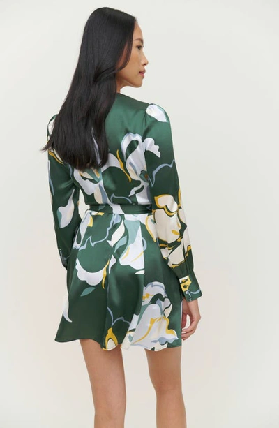 Shop Reformation Chrisley Floral Print Silk Wrap Dress In Lyra