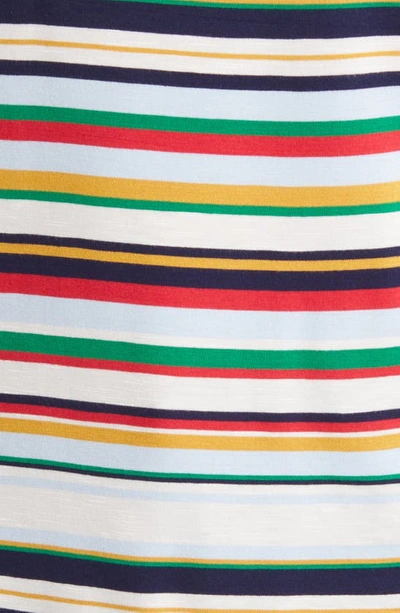 Loveappella Stripe Button Shoulder T-shirt In Multistripe