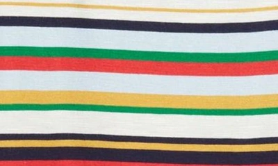 Loveappella Stripe Button Shoulder T-shirt In Multistripe