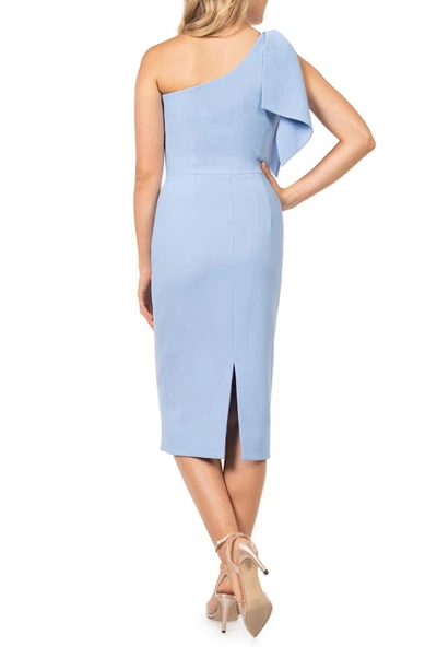 Shop Dress The Population Tiffany One-shoulder Midi Dress In Sky