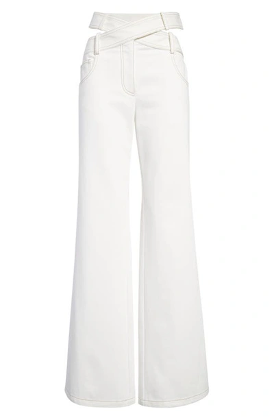 Shop Monse Crisscross Cutout High Waist Wide Leg Jeans In White