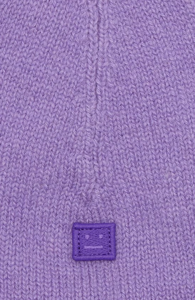 Shop Acne Studios Face Patch Rib Wool Beanie In Iris Purple