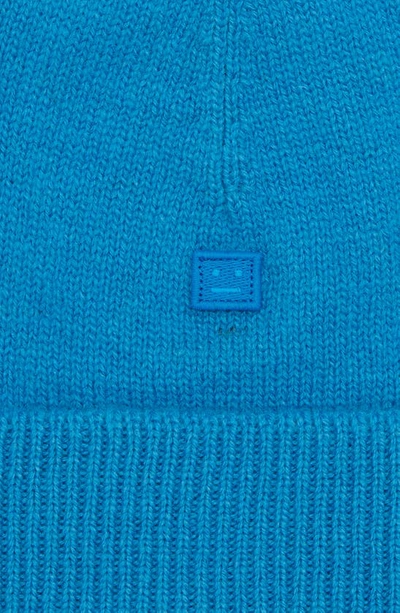 Shop Acne Studios Face Patch Rib Wool Beanie In Sapphire Blue
