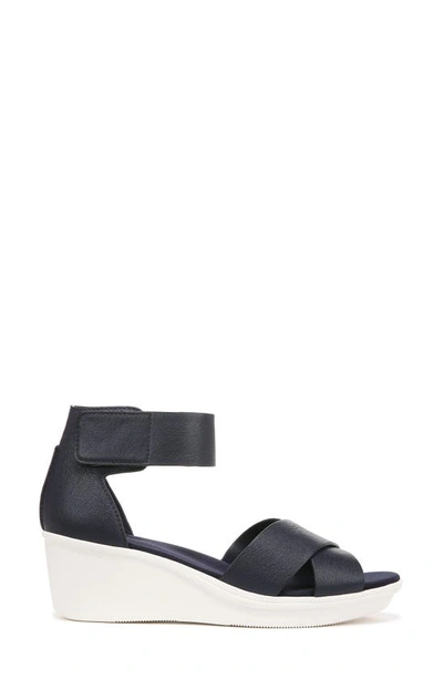 Shop Naturalizer Riviera Wedge Sandal In Navy Blue Leather