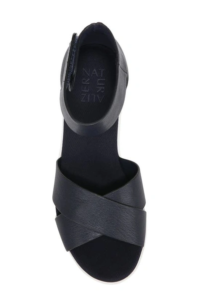 Shop Naturalizer Riviera Wedge Sandal In Navy Blue Leather