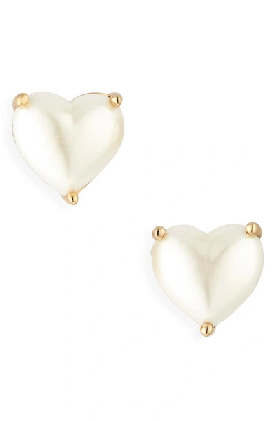 Shop Kate Spade My Love Cubic Zirconia Heart Stud Earrings In Pearl
