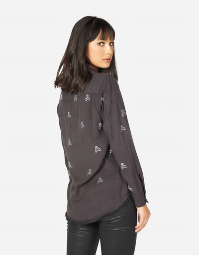Lauren Moshi Sloane Mini Crystal Cross Bone Skulls In Onyx