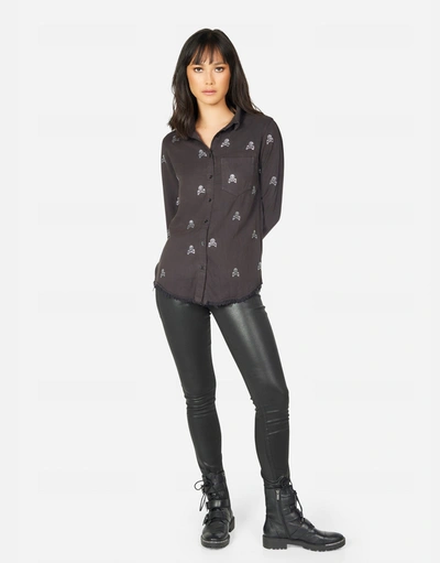 Lauren Moshi Sloane Mini Crystal Cross Bone Skulls In Onyx