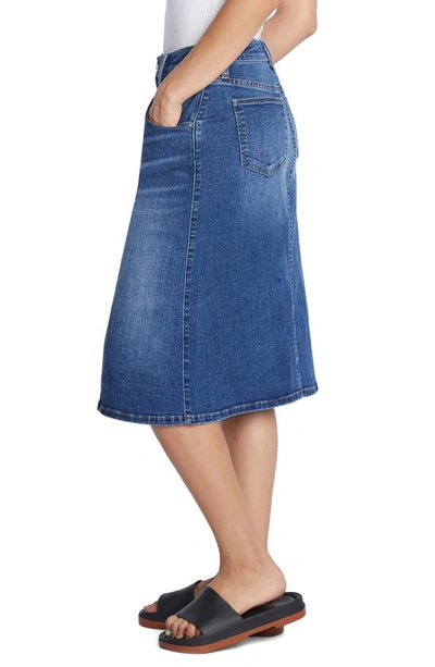 Shop Wash Lab Denim Pieced Denim Midi Skirt In Lake Blue